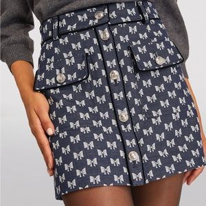 Maje Navy and White Mini Skirt